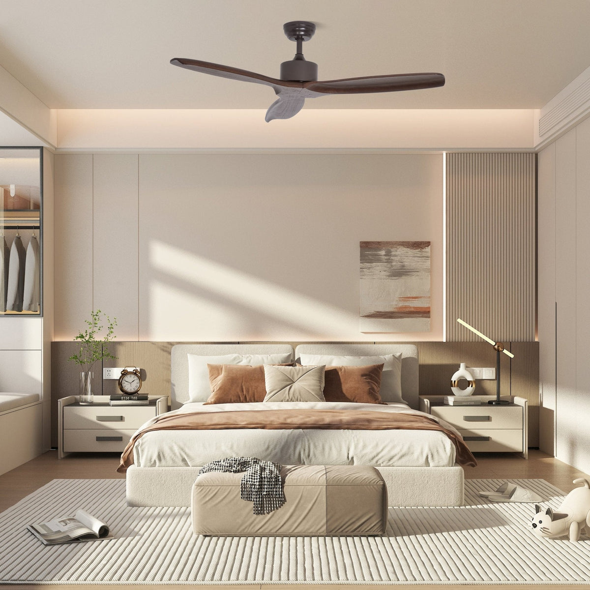 Caesar Kissel 52’’ Ceiling Fan ∅ 52″ x H 11.8″ / Walnut Wood Grain Ceiling fan light