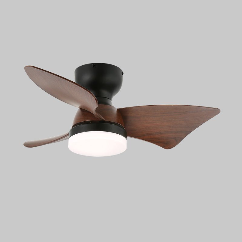 Calix 27’’ Ceiling Fan Light ∅ 27″ x H 9.8″ / Model D Walnut Wood Grain & Black / Three-Color Changing Light Ceiling