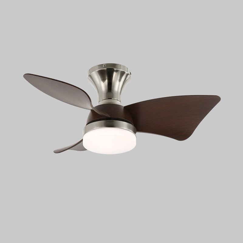 Calix 28’’ Ceiling Fan Light ? 28″ x H 9.8″ / Model B Walnut Wood Grain & Nickel / Three-Color Changing Light 1001