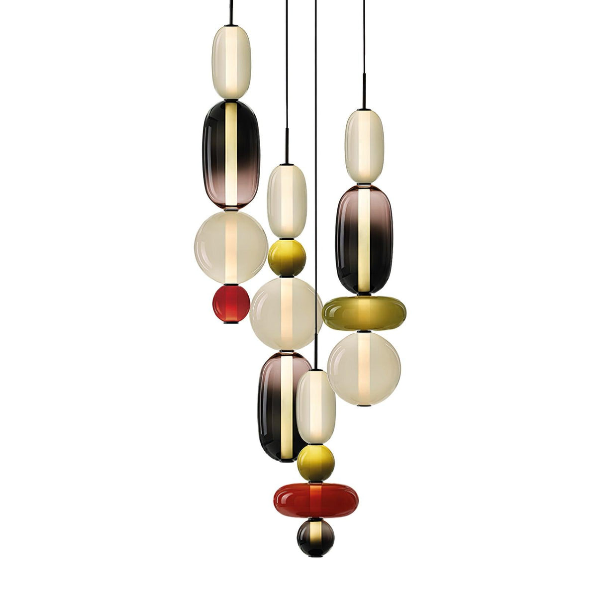 Candied Glass Combo Pendant Light Round canopy 4 heads ∅ 19.7″ x H 78.7″ / Warm Light Pendant light