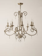 Candle Crystal Chandelier 8 Heads ∅ 35.4″ x H 29.5″ / Gold & Clear Chandelier