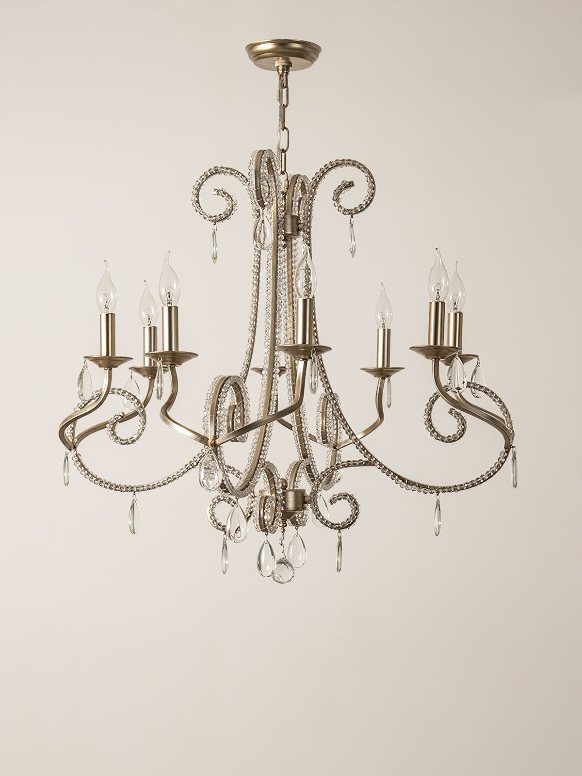 Candle Crystal Chandelier 8 Heads ∅ 35.4″ x H 29.5″ / Gold & Clear Chandelier