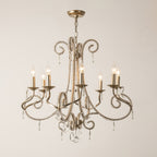 Candle Crystal Chandelier 8 Heads ∅ 35.4″ x H 29.5″ / Gold & Clear Chandelier