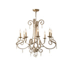 Candle Crystal Chandelier 8 Heads ∅ 35.4″ x H 29.5″ / Gold & Clear Chandelier