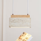 Canyon Crest Pendant Lamp L 9.1″ x W 2.8″ x H 3.9″ / Yellow Travertine & Wood Color / Warm Light pendant Lamp