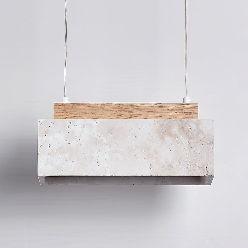 Canyon Crest Pendant Lamp L 9.1″ x W 2.8″ x H 3.9″ / Yellow Travertine & Wood Color / Warm Light pendant Lamp