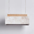 Canyon Crest Pendant Lamp L 9.1″ x W 2.8″ x H 3.9″ / Yellow Travertine & Wood Color / Warm Light pendant Lamp