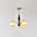 Caramel Orb Chandelier 3 heads ∅ 21.7″ x H 13.8″ / Walnut Color & Gold & Caramel Chandelier