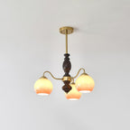 Caramel Orb Chandelier 3 heads ∅ 21.7″ x H 13.8″ / Walnut Color & Gold & Caramel Chandelier