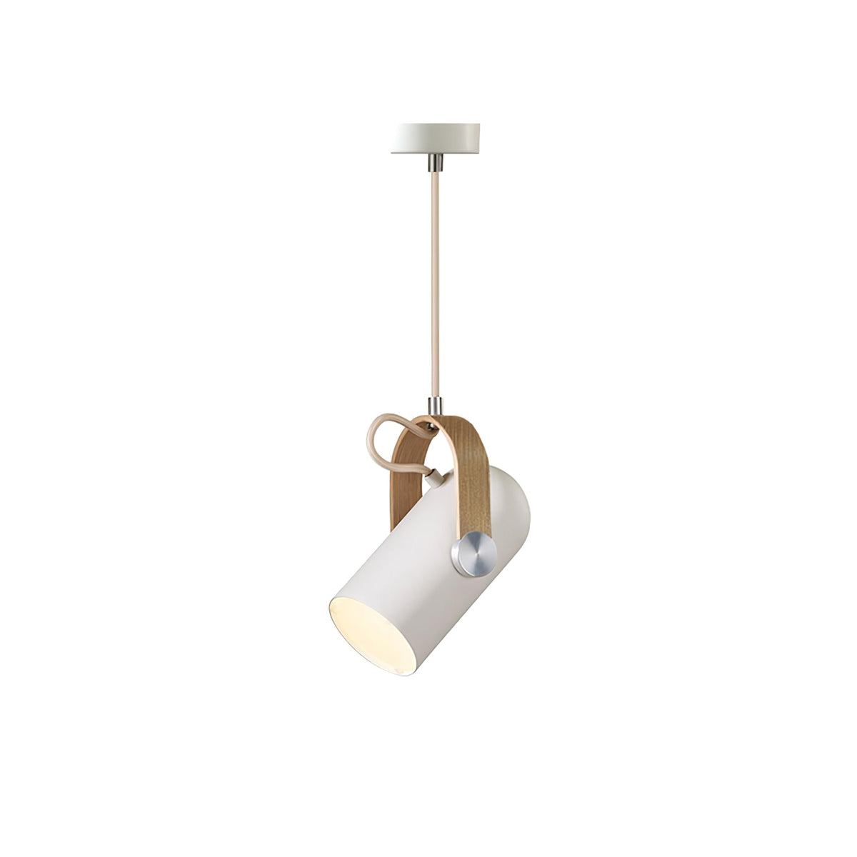 Carronade Pendant Light ∅ 4.7″ x H 8.7″ / Dia 12cm x H 22cm / White & Chrome & Oak paint color Pendant light