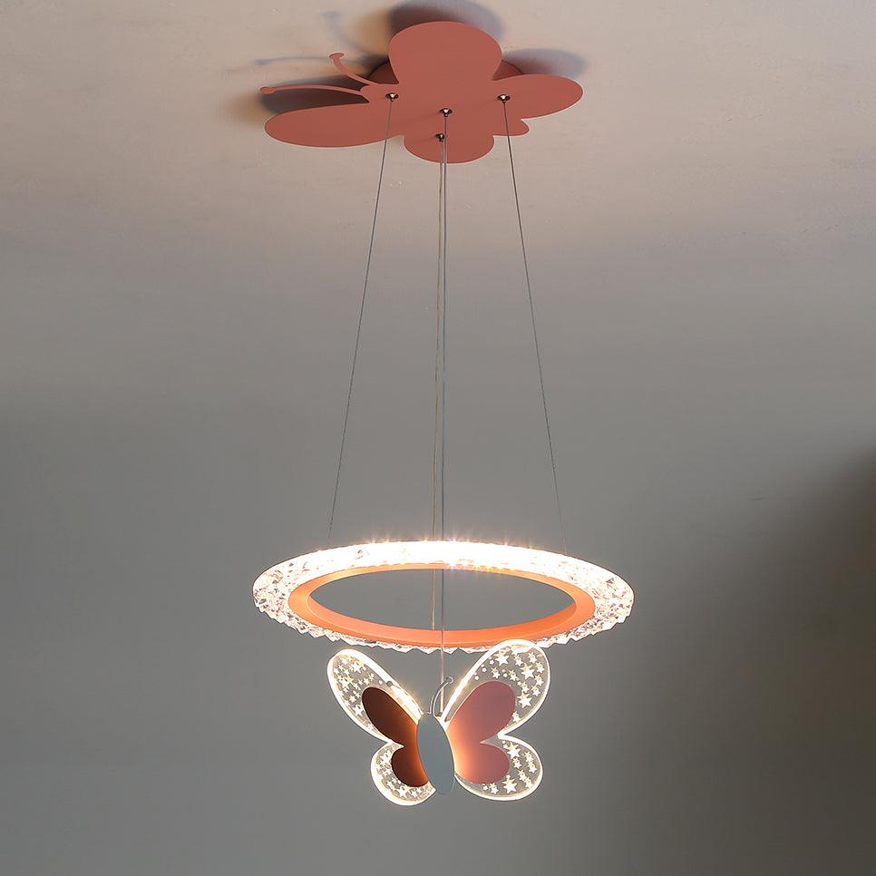 Cartoon Butterfly Acrylic Pendant Lamp ? 15.7 x H 47.2″ / Dia 40cm x H 120cm / Pink / Warm Light Pendant light