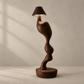 Carved Wood Cordless Table Lamp
