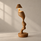 Carved Wood Cordless Table Lamp