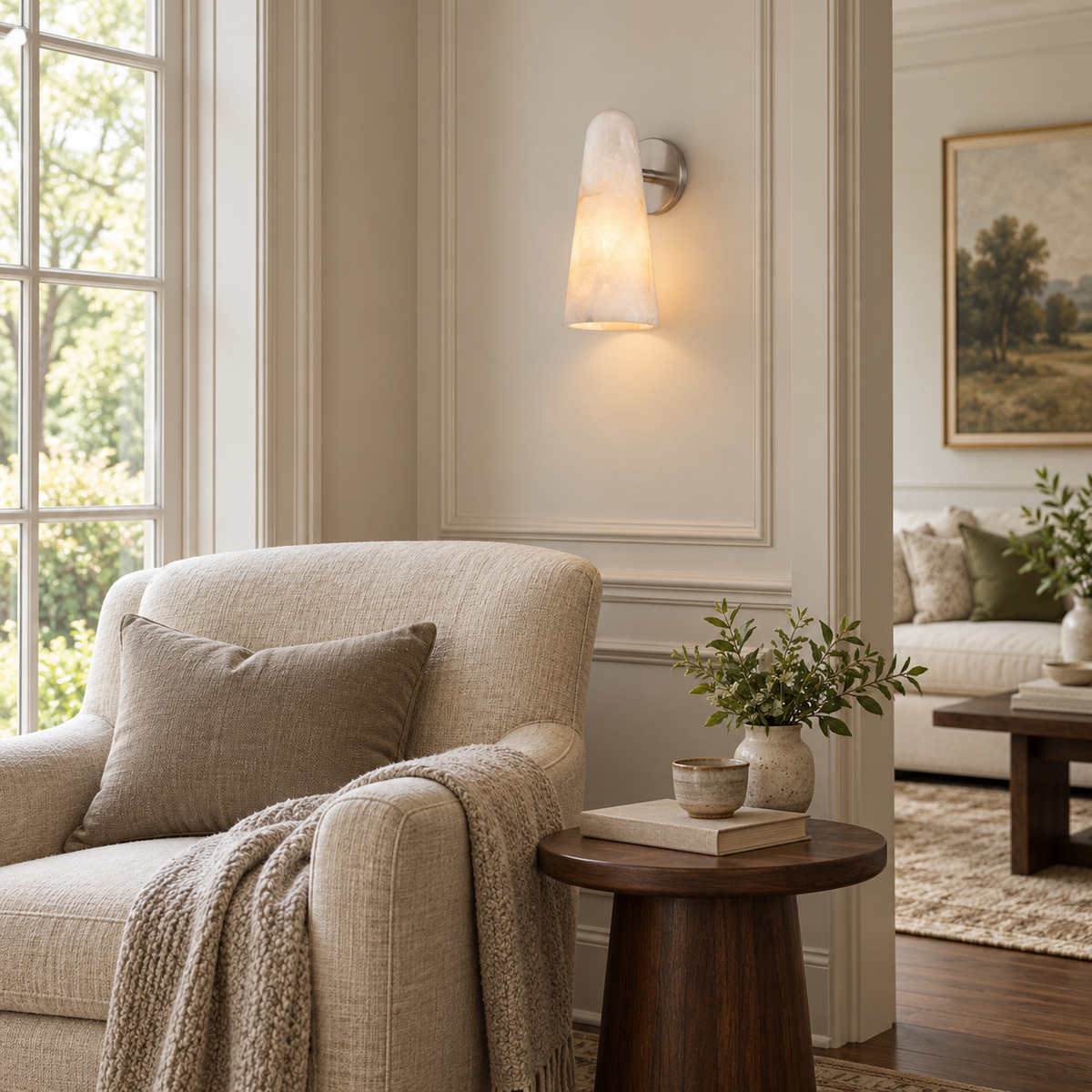 Cassel Alabaster Cone Wall Sconce