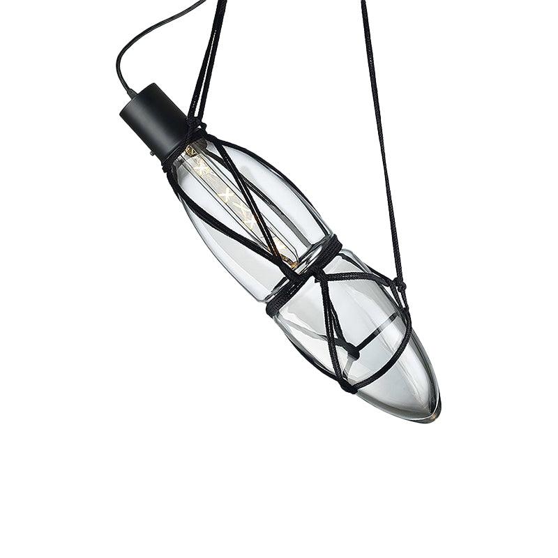 Castaway Bottle Glass Pendant Lamp 1 Head ∅ 7.1″ x H 27.6″ / Dia 18cm x H 70cm / Black & Clear Pendant light