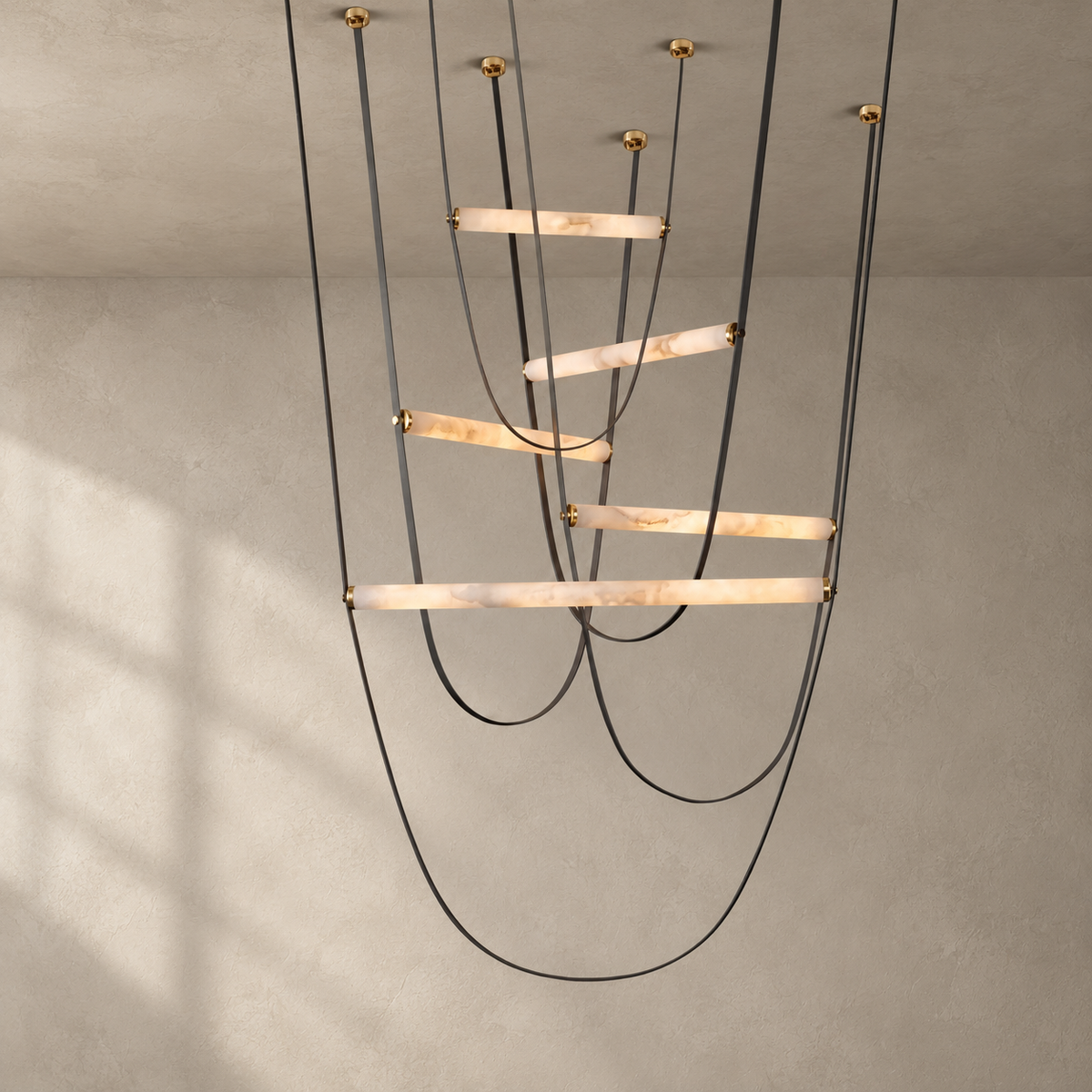 Cavelle Alabaster Leather Strap Pendant Light