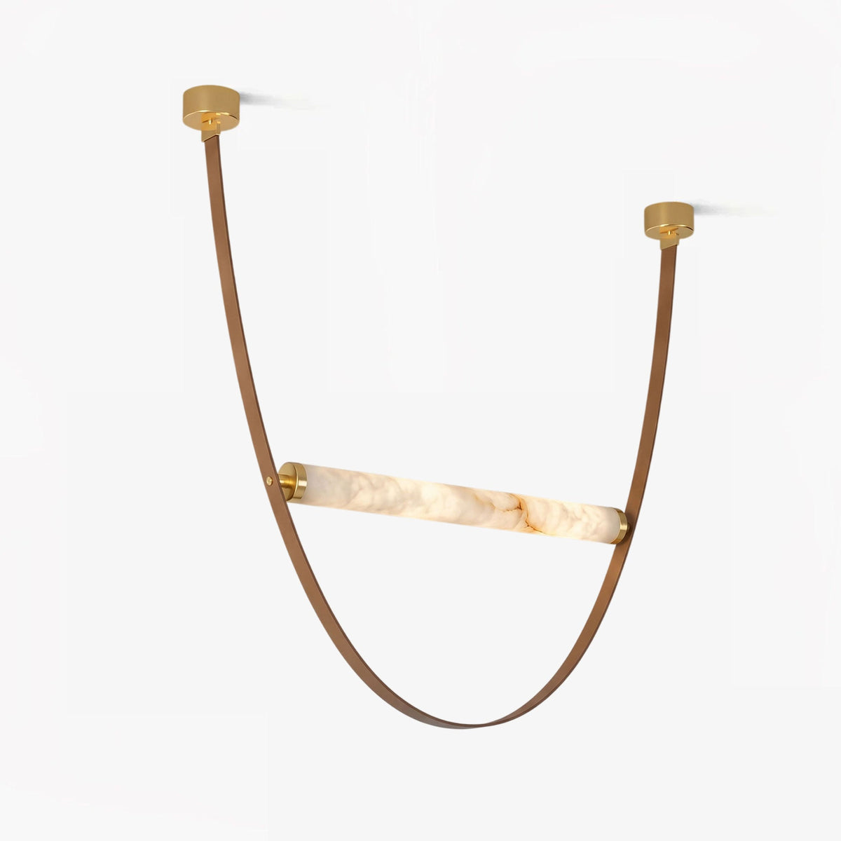 Cavelle Alabaster Leather Strap Pendant Light