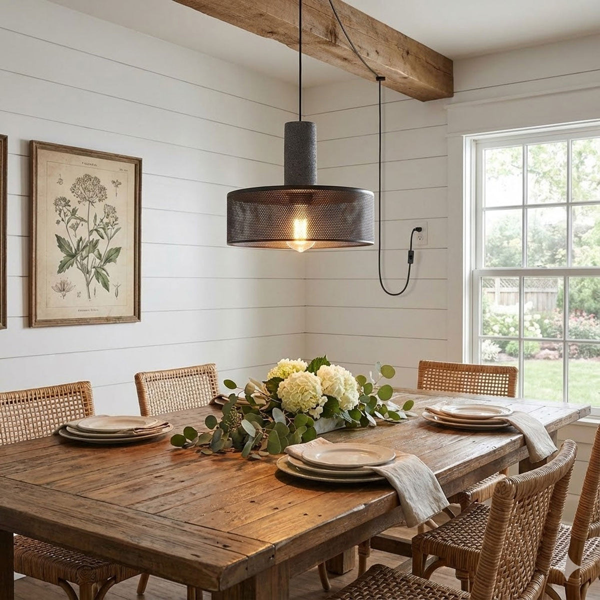 Cement Mesh Plug-in Pendant Lamp