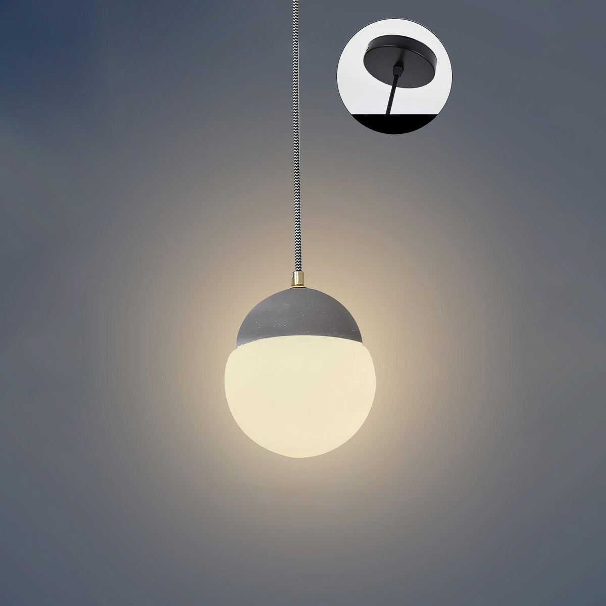 Cement Eclipse Pendant Lamp ∅ 5.5″ x H 6.1″ / Dia 14cm x H 15.5cm / Sand grey Pendant light
