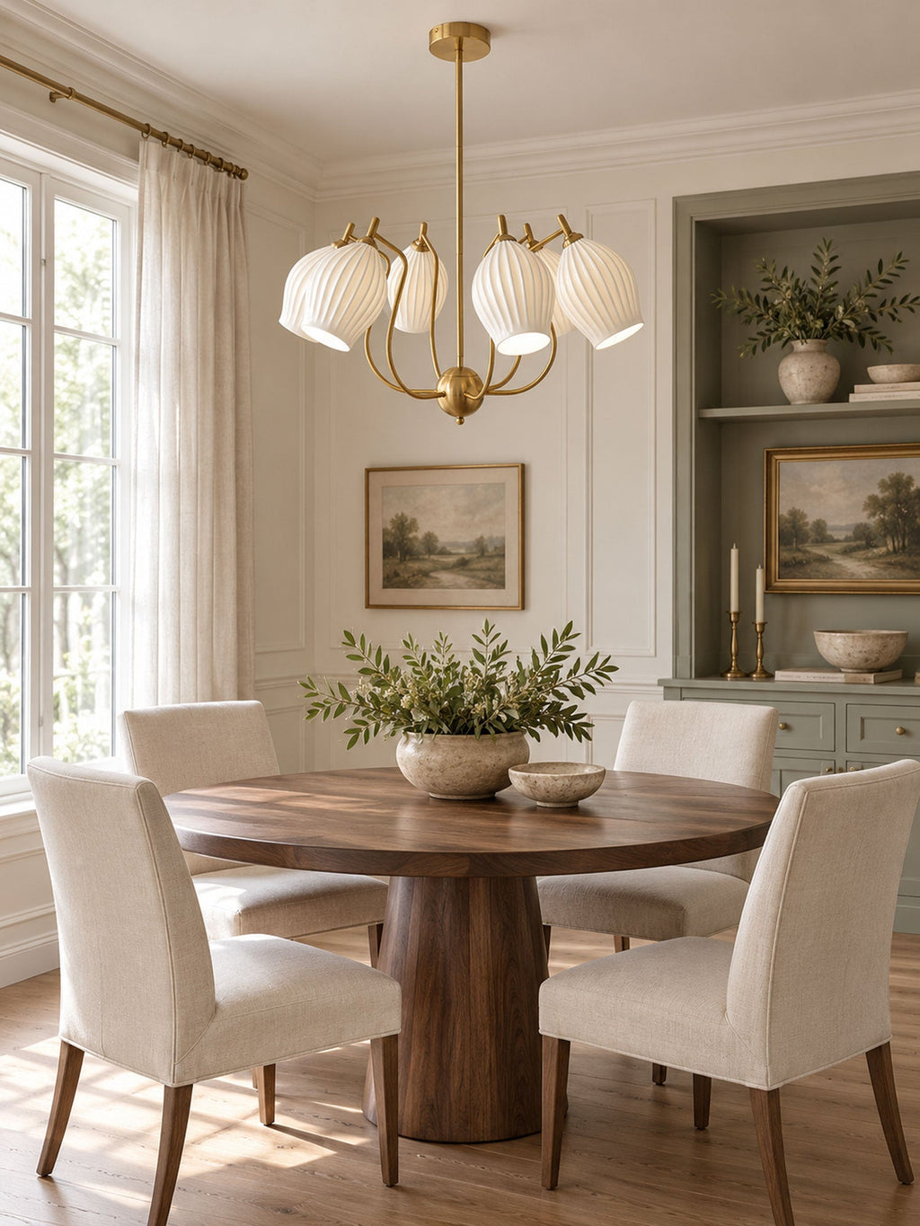 Ceramic Ribbed Chandelier