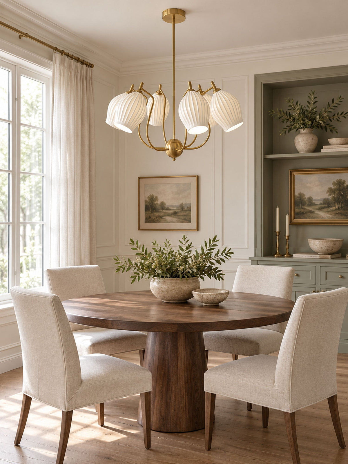 Ceramic Ribbed Chandelier