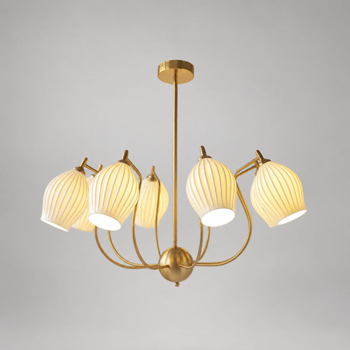 Ceramic Ribbed Chandelier