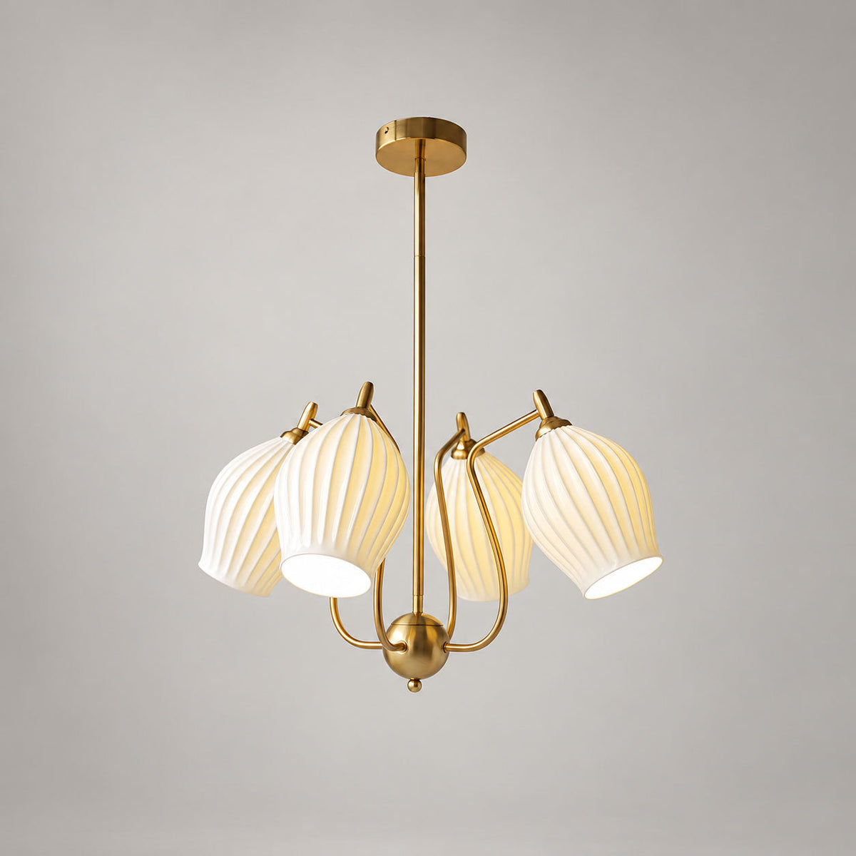 Ceramic Ribbed Chandelier