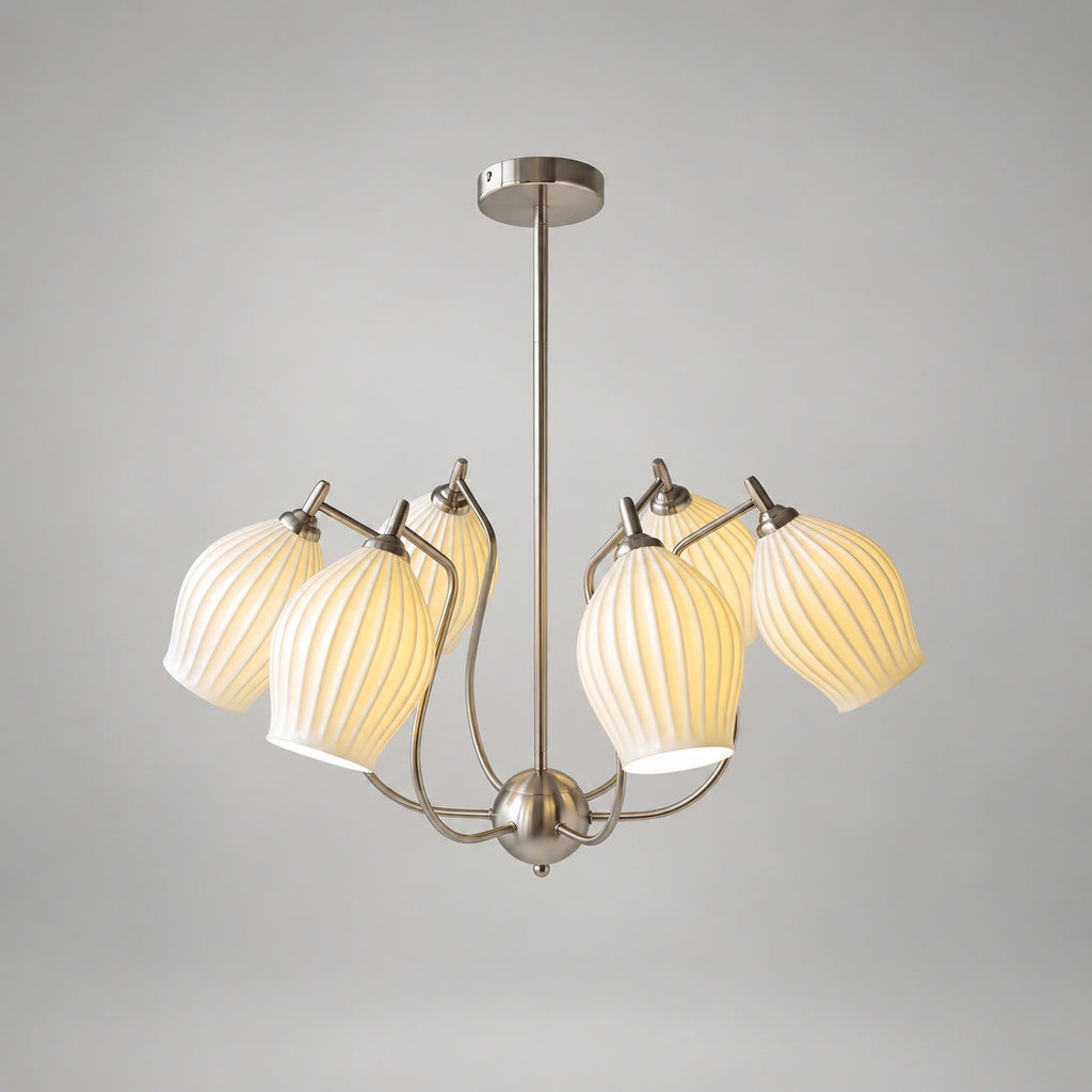 Ceramic Ribbed Chandelier