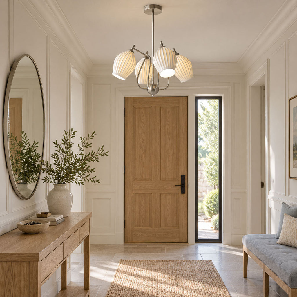 Ceramic Ribbed Chandelier