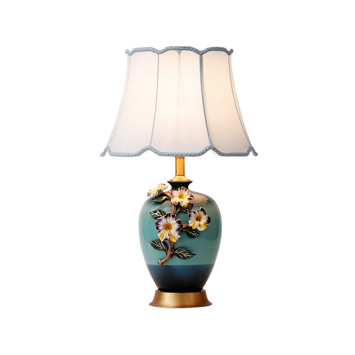 Ceramic Pattern Table Lamp ∅ 14.1″ x H 24.8″/ Dia 36cm x H 63cm / Blue & White / US plug Table lamp