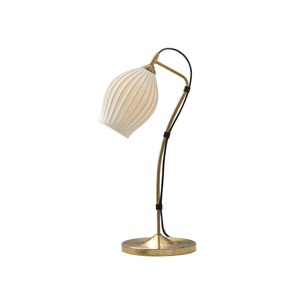 Ceramic Ribbed Table Lamp ∅ 10.2″ x H 22″ / Dia 26m x H 56cm / Copper plating / US plug Table lamp
