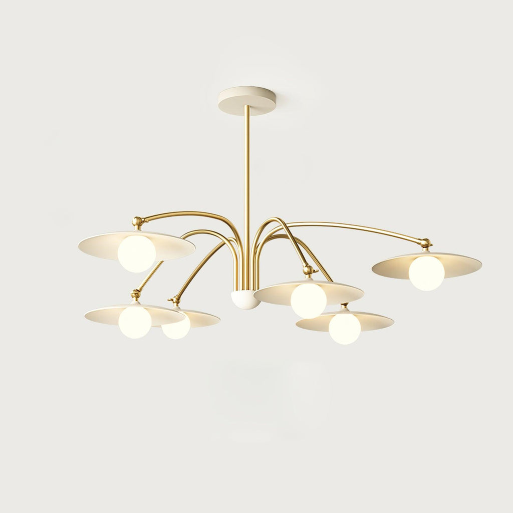 Champignon Chandelier 6 heads ∅ 43.3″ x H 10.8″ / Dia 110cm x H 27.5cm / Gold & White Chandelier