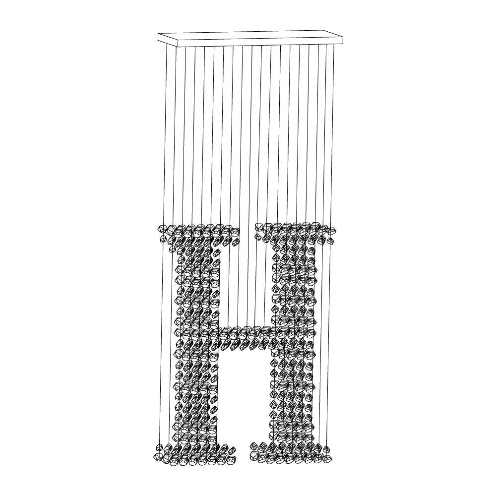 Charcoal Chandeliers H L 39.4″ x W 13.8″ x H 98.4″ / L100cm x W 35cm x H 250cm / Black / Warm Light Chandelier