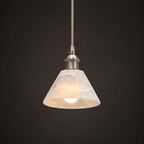 Conical Alabaster Brass Pendant Lamp