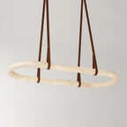Circle Alabaster Chandelier L 23.6″ x W 9.8″ x H 3.1″ / L 60cm x W 25cm x H 8cm / Brown & White / Warm Light Chandelier