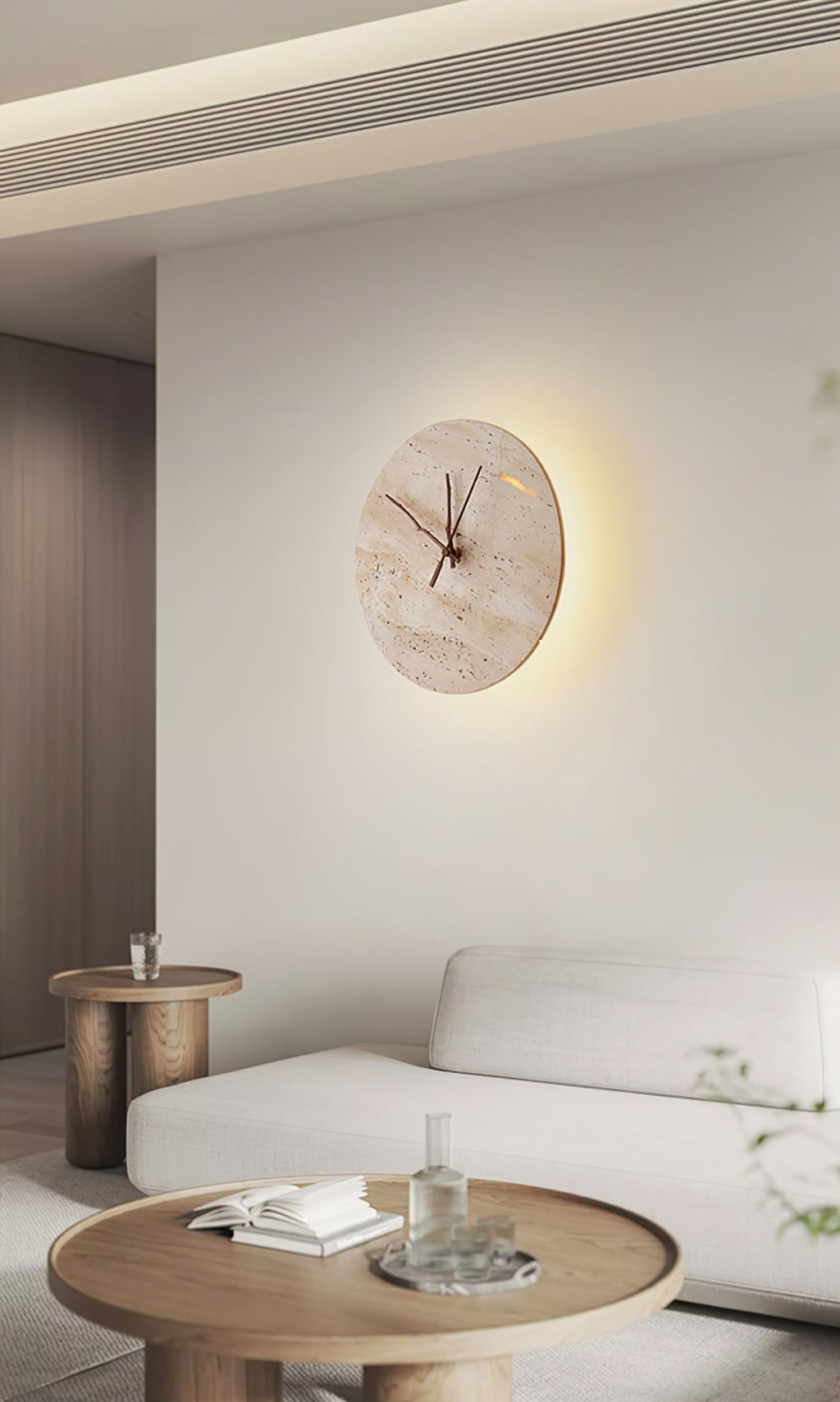 Clock Travertine Wall Lamp