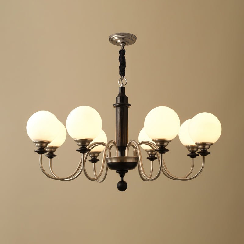 Colonial Grace Chandelier 8 Heads Dia 93cm x H 49cm / ?3 6.6″ x H 19.3″ / Black & Chrome Chandelier