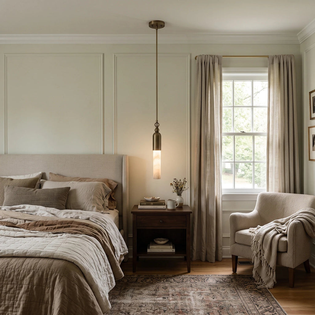 Colonnette Alabaster Rod Mini Pendant Light