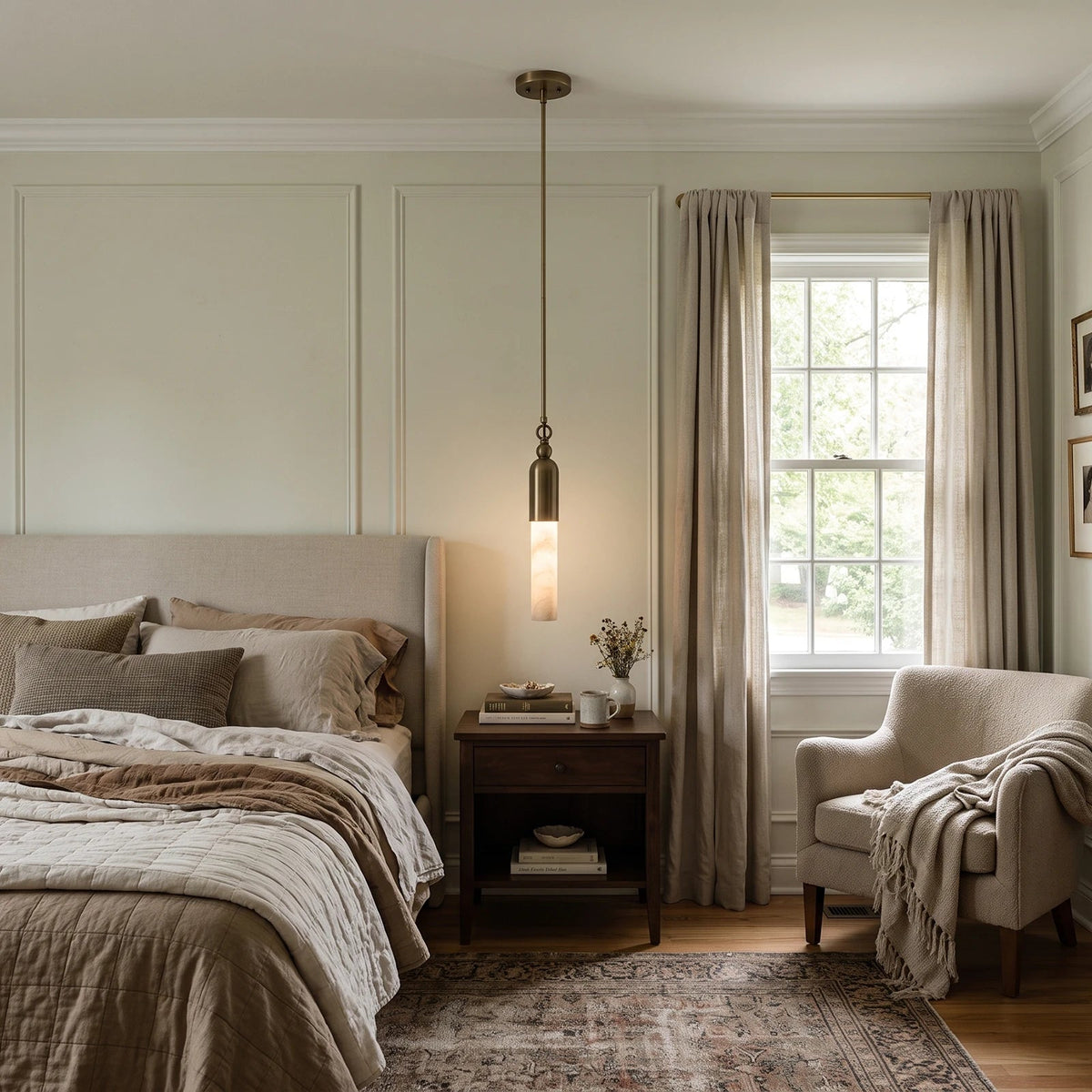 Colonnette Alabaster Rod Mini Pendant Light
