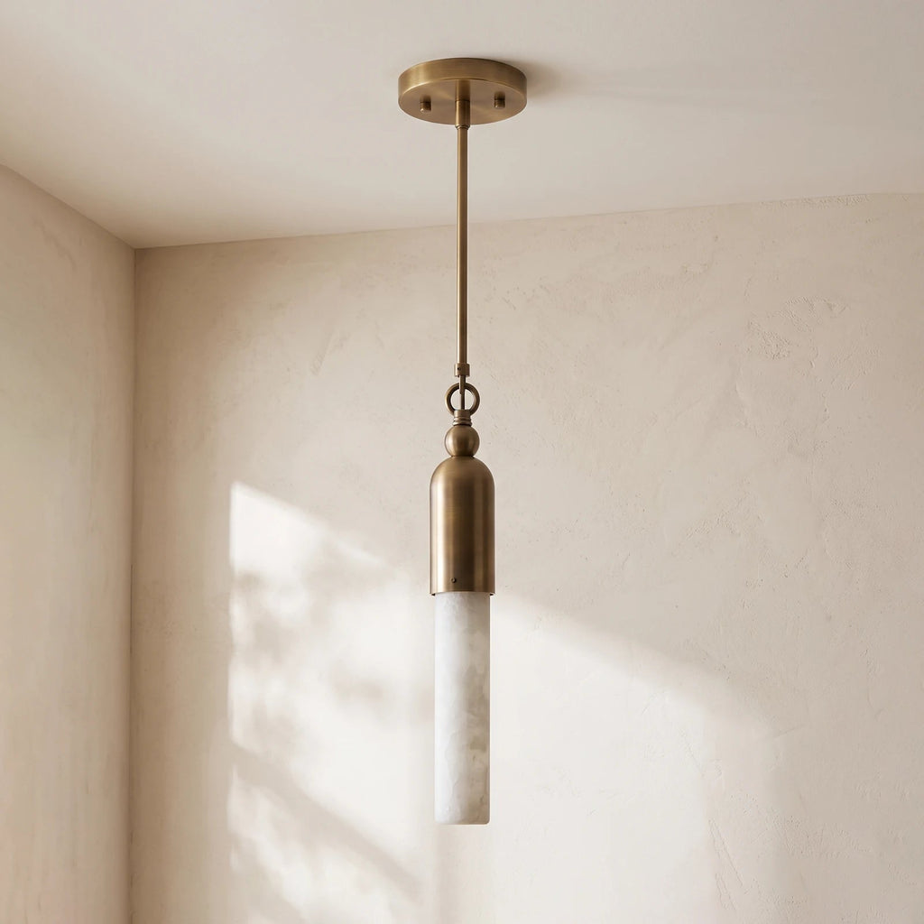 Colonnette Alabaster Rod Mini Pendant Light