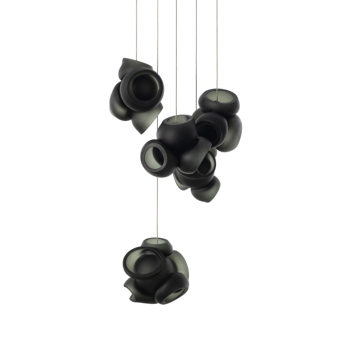 Bubbles Cluster Pendant Light 5Heads ? 11.8″ x H 59.1″ / Dia 30cm x H 150cm / Black / Warm Light Pendant light