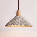Concrete Pleated Pendant Lamp ? 10.2″ x H 6.3″ / Dia 26cm x H 16cm / Nature wood color & Grey concrete Pendant light