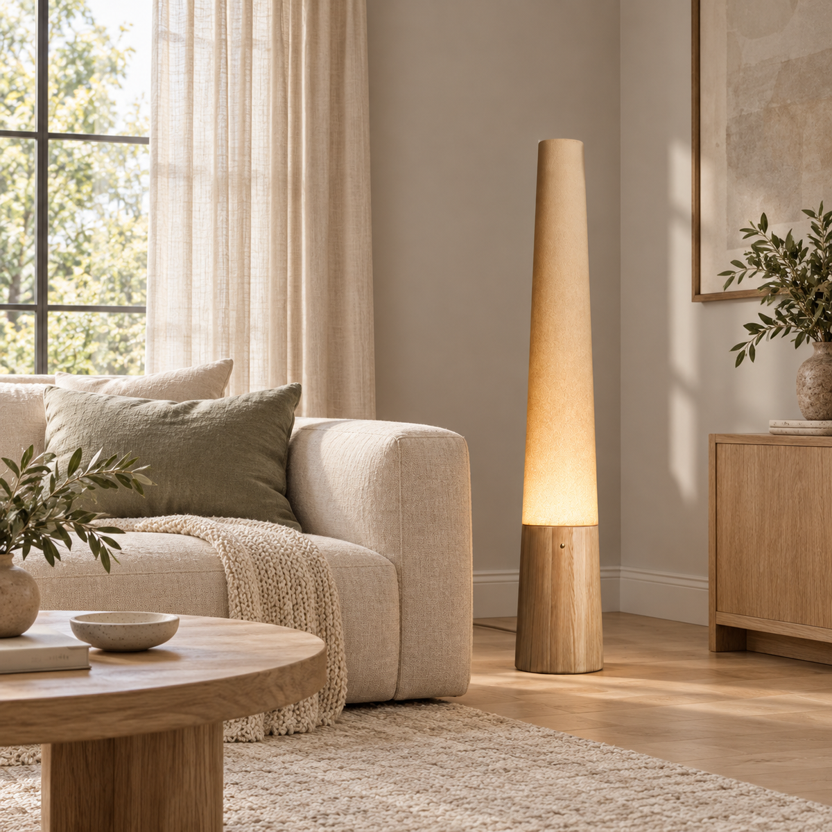Cone Wooden Floor Lamp