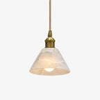 Conical Alabaster Brass Pendant Lamp