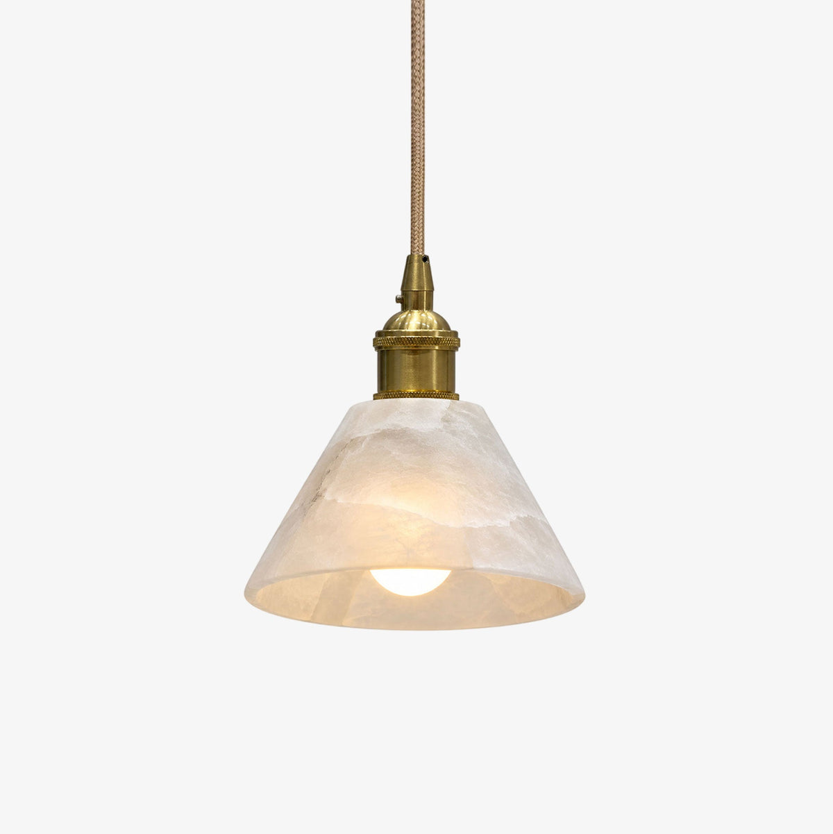 Conical Alabaster Brass Pendant Lamp