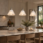 Conical Alabaster Brass Pendant Lamp