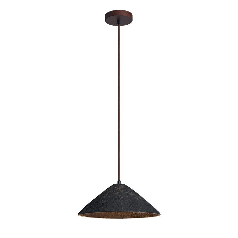 Ceramic Whisper Pendant Lamp ∅ 11.8″ x H 11″ / Dia 30cm x H 11cm / Black Ceramic & Dark Wood Pendant light