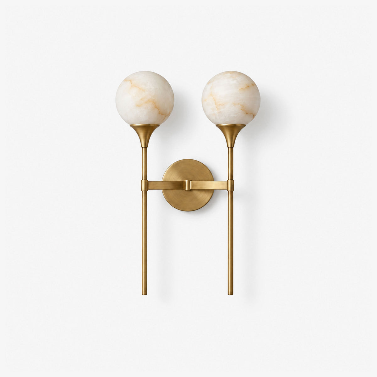 Corviane Alabaster Globe Double Wall Sconce