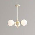 Cream Ball Chandelier 3 heads ∅ 19.7″ x H 9.8″ / Dia 50cm x H 25cm / Beige + Gold Chandelier