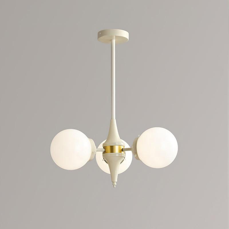 Cream Ball Chandelier 3 heads ∅ 19.7″ x H 9.8″ / Dia 50cm x H 25cm / Beige + Gold Chandelier